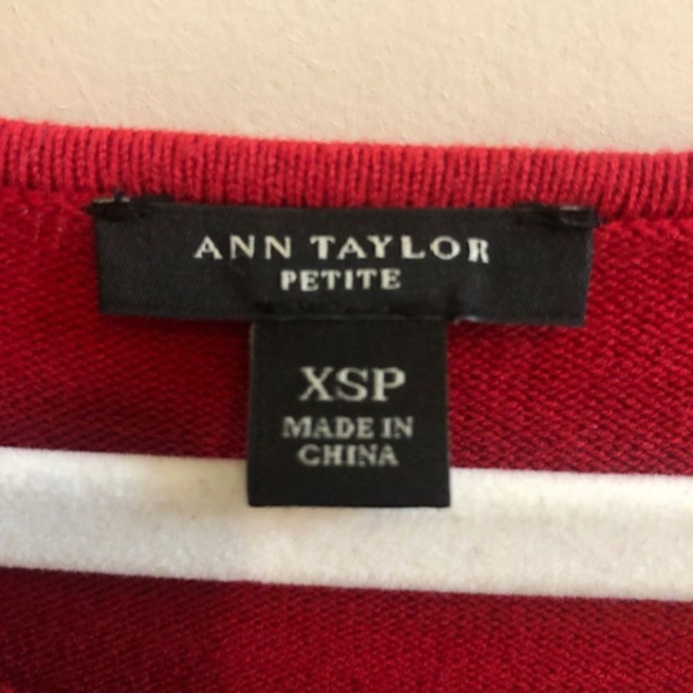 Ann Taylor‎ Red Pleated Drop Waist Short Sleeve Knit Dress Size XS/Med - Picture 4 of 7
